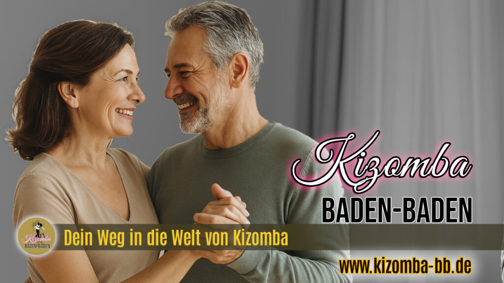Lachendes Paar tanzt Kizomba im Studio – offizielles Motiv von Kizomba Baden-Baden.