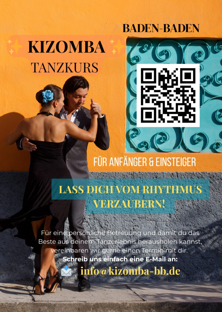 Kizomba Tanzkurs in Baden-Baden – Flyer mit Infos für Anfänger:innen